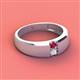 2 - Ethan 3.00 mm Round Ruby and White Sapphire 2 Stone Men Wedding Ring 