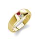 3 - Ethan 3.00 mm Round Ruby and Lab Grown Diamond 2 Stone Men Wedding Ring 