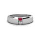 1 - Ethan 3.00 mm Round Ruby and Diamond 2 Stone Men Wedding Ring 
