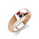 3 - Ethan 3.00 mm Round Ruby and Blue Sapphire 2 Stone Men Wedding Ring 