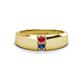 1 - Ethan 3.00 mm Round Ruby and Iolite 2 Stone Men Wedding Ring 
