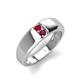 3 - Ethan 3.00 mm Round Ruby and Rhodolite Garnet 2 Stone Men Wedding Ring 