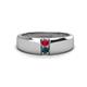 1 - Ethan 3.00 mm Round Ruby and London Blue Topaz 2 Stone Men Wedding Ring 