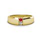1 - Ethan 3.00 mm Round Ruby and Diamond 2 Stone Men Wedding Ring 