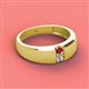2 - Ethan 3.00 mm Round Ruby and Diamond 2 Stone Men Wedding Ring 