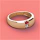 2 - Ethan 3.00 mm Round Ruby and Diamond 2 Stone Men Wedding Ring 
