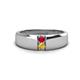 1 - Ethan 3.00 mm Round Ruby and Citrine 2 Stone Men Wedding Ring 