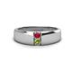 1 - Ethan 3.00 mm Round Ruby and Peridot 2 Stone Men Wedding Ring 