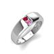 3 - Ethan 3.00 mm Round Ruby and Pink Sapphire 2 Stone Men Wedding Ring 