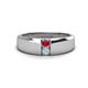 1 - Ethan 3.00 mm Round Ruby and Aquamarine 2 Stone Men Wedding Ring 