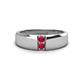 1 - Ethan 3.00 mm Round Ruby and Ruby 2 Stone Men Wedding Ring 