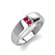 3 - Ethan 3.00 mm Round Ruby and Ruby 2 Stone Men Wedding Ring 