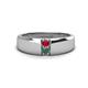 1 - Ethan 3.00 mm Round Ruby and Created Alexandrite 2 Stone Men Wedding Ring 