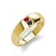 3 - Ethan 3.00 mm Round Ruby and Black Diamond 2 Stone Men Wedding Ring 