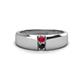 1 - Ethan 3.00 mm Round Ruby and Black Diamond 2 Stone Men Wedding Ring 