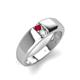 3 - Ethan 3.00 mm Round Ruby and Opal 2 Stone Men Wedding Ring 