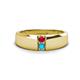 1 - Ethan 3.00 mm Round Ruby and Turquoise 2 Stone Men Wedding Ring 
