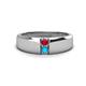1 - Ethan 3.00 mm Round Ruby and Turquoise 2 Stone Men Wedding Ring 