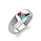 3 - Ethan 3.00 mm Round Ruby and Turquoise 2 Stone Men Wedding Ring 