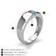 4 - Ethan 3.00 mm Round Ruby and Turquoise 2 Stone Men Wedding Ring 