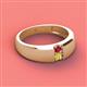 2 - Ethan 3.00 mm Round Ruby and Yellow Diamond 2 Stone Men Wedding Ring 