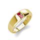 3 - Ethan 3.00 mm Round Ruby and Pink Tourmaline 2 Stone Men Wedding Ring 