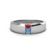 1 - Ethan 3.00 mm Round Ruby and Blue Topaz 2 Stone Men Wedding Ring 
