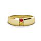1 - Ethan 3.00 mm Round Ruby and Citrine 2 Stone Men Wedding Ring 