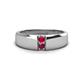 1 - Ethan 3.00 mm Round Ruby and Rhodolite Garnet 2 Stone Men Wedding Ring 