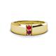 1 - Ethan 3.00 mm Round Ruby and Rhodolite Garnet 2 Stone Men Wedding Ring 