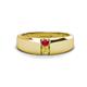 1 - Ethan 3.00 mm Round Ruby and Yellow Diamond 2 Stone Men Wedding Ring 