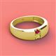 2 - Ethan 3.00 mm Round Ruby and Yellow Diamond 2 Stone Men Wedding Ring 