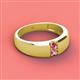 2 - Ethan 3.00 mm Round Pink Tourmaline and Pink Sapphire 2 Stone Men Wedding Ring 