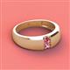 2 - Ethan 3.00 mm Round Pink Tourmaline and Pink Sapphire 2 Stone Men Wedding Ring 