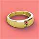 2 - Ethan 3.00 mm Round Pink Tourmaline and Peridot 2 Stone Men Wedding Ring 