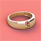 2 - Ethan 3.00 mm Round Pink Tourmaline and Peridot 2 Stone Men Wedding Ring 