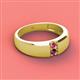 2 - Ethan 3.00 mm Round Pink Tourmaline and Rhodolite Garnet 2 Stone Men Wedding Ring 