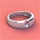 2 - Ethan 3.00 mm Round Pink Tourmaline and White Sapphire 2 Stone Men Wedding Ring 
