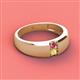 2 - Ethan 3.00 mm Round Pink Tourmaline and Yellow Sapphire 2 Stone Men Wedding Ring 