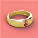 2 - Ethan 3.00 mm Round Pink Tourmaline and Ruby 2 Stone Men Wedding Ring 