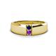 1 - Ethan 3.00 mm Round Blue Sapphire and Amethyst 2 Stone Men Wedding Ring 