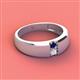 2 - Ethan 3.00 mm Round Blue Sapphire and White Sapphire 2 Stone Men Wedding Ring 