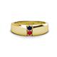 1 - Ethan 3.00 mm Round Blue Sapphire and Ruby 2 Stone Men Wedding Ring 
