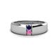1 - Ethan 3.00 mm Round Blue Sapphire and Pink Sapphire 2 Stone Men Wedding Ring 