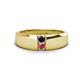 1 - Ethan 3.00 mm Round Blue Sapphire and Pink Tourmaline 2 Stone Men Wedding Ring 