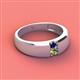 2 - Ethan 3.00 mm Round Blue Sapphire and Peridot 2 Stone Men Wedding Ring 