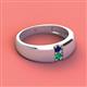 2 - Ethan 3.00 mm Round Blue Sapphire and Emerald 2 Stone Men Wedding Ring 
