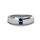1 - Ethan 3.00 mm Round Blue Sapphire 2 Stone Men Wedding Ring 