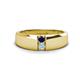 1 - Ethan 3.00 mm Round Blue Sapphire and Aquamarine 2 Stone Men Wedding Ring 