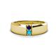 1 - Ethan 3.00 mm Round Blue Sapphire and Turquoise 2 Stone Men Wedding Ring 